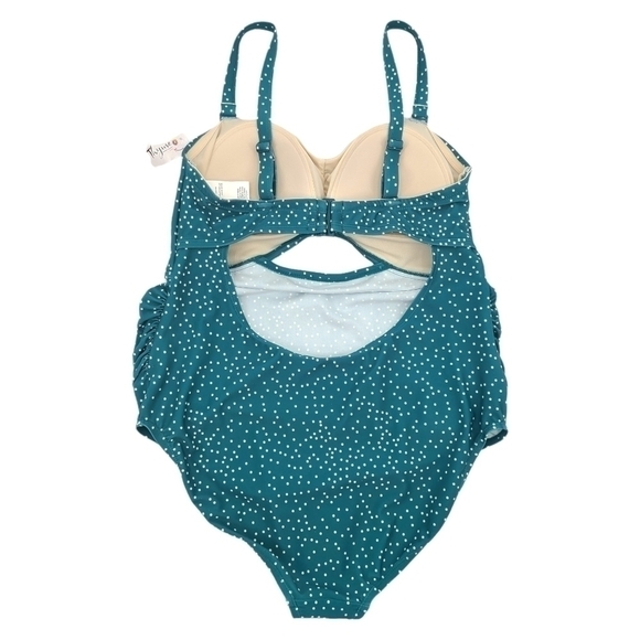 L - Thyme | Maternity Polka-dot Cutout One Piece Convertible Swim Suit - Picture 4 of 12